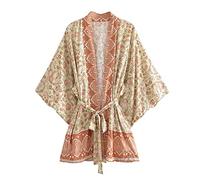 WQHPLMD Floral Print Belt Women's V-Neck Tunic Bikini Blouse (Color : D, Size : M)