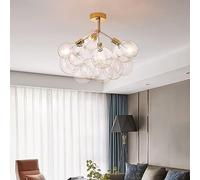 WQHPLMD Globes en Verre Clair décoration Maison plafonnier Boule d'or Cluster Bulle Pendentif lustres Nordique Suspendu Moderne près des luminaires de Plafond pour Salle à Manger Salon Chambre