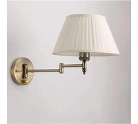 WQHPLMD Gold Lamp Arm E27 Swing Arm with Cord and Fabric Shade for Living Room, Bedroom, Entrance Lighting