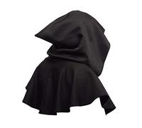 WQHPLMD Green Medieval Men’s Robe Long Sleeve Tunic with Hooded Cape, Solid Color for Halloween & Cosplay