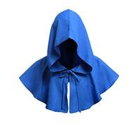 WQHPLMD Green Medieval Men’s Robe Long Sleeve Tunic with Hooded Cape, Solid Color for Halloween & Cosplay