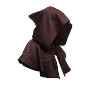 WQHPLMD Green Medieval Men’s Robe Long Sleeve Tunic with Hooded Cape, Solid Color for Halloween & Cosplay