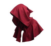 WQHPLMD Green Medieval Men’s Robe Long Sleeve Tunic with Hooded Cape, Solid Color for Halloween & Cosplay
