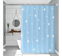 WQHPLMD Hotel 78x72, Peva Curtains for Bathroom with Hooks White Stars Pattern, 200x180cm Decorative Shower Curtain