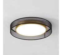 WQHPLMD Industrial Mid Century Brass Ceiling Light Flush Mount Black Gold Vintage Farmhouse Large Lamp Round Dimmable LED Ceiling Light Fixture for Bedroom Dining Room Bedroom Living Room
