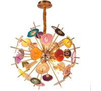 WQHPLMD Industrial V-intage Gold Ceiling Light Fixtures Flush Mount Chandelier Agate