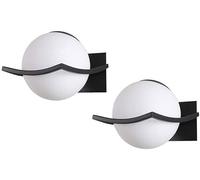 WQHPLMD Iron Art Sconce Light with White Globe Glass Shade for Living Room and Bedroom Lighting - Set of 2