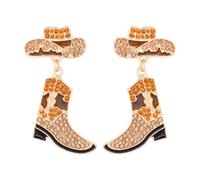 WQHPLMD Jewelry Beaded Cowboy Boot Earrings,Western Boots Earrings Cowgirl Cowboy Enamel Hat Crystal Rodeo Boot Drop Dangle Earrings Sparkly Western Earrings for Women Girls Jewelry