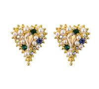 WQHPLMD Jewelry Rhinestone Pearl Earring Stud for Women Retro Crystal Faux Pearl Rhinestone Heart Shape Plated Stud Earring for Women Girls Dating/Wedding/Anniversary/Bridal s, Pearl Cubic Zirconia