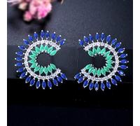 WQHPLMD Jewelry Unique Beautiful Round Purple and Yellow Crystal Women Big Stud Earring