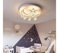 WQHPLMD Kid Bedroom Ceiling Light Moon Star Decoration Home Dimmable LED Flush Mount Ceiling Light with Remote Control White Lighting Fixture Ceiling Pendant Light for Girls Room Dining Room