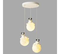 WQHPLMD Lampe Suspendue 3D en Forme de Lune pour Chambre d'enfant, Lampe planète Blanche Lait, 3 lumières suspendues au Plafond, Mignon Dessin animé Panda, pour Chambre d'enfant, Fille,