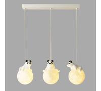 WQHPLMD Lampe Suspendue 3D en Forme de Lune pour Chambre d'enfant, Lampe planète Blanche Lait, 3 lumières suspendues au Plafond, Mignon Dessin animé Panda, pour Chambre d'enfant, Fille,