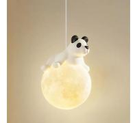 WQHPLMD Lampe Suspendue 3D en Forme de Lune pour Chambre d'enfant, Lampe planète Blanche Lait, 3 lumières suspendues au Plafond, Mignon Dessin animé Panda, pour Chambre d'enfant, Fille,