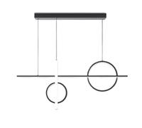 WQHPLMD Lampe Suspendue linéaire à LED en métal Noir à intensité Variable, Lampe Suspendue Industrielle de Ferme 36W, Anneau Moderne en Or à Longue Bande, LED pour Table à Manger, Cuisine, îlot,