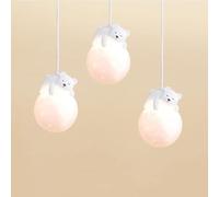 WQHPLMD Lampe Suspendue Ours Mignon avec Impression 3D, Globe de Lune, Dessin animé, Lapin endormi, Lampe Suspendue pour Chambre d'enfant, Lampe Suspendue à 3 lumières pour Chambre de garçon