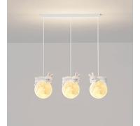 WQHPLMD Lampe Suspendue Ours Mignon avec Impression 3D, Globe de Lune, Dessin animé, Lapin endormi, Lampe Suspendue pour Chambre d'enfant, Lampe Suspendue à 3 lumières pour Chambre de garçon