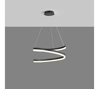 WQHPLMD LED Chandelier Dimmable 2-Ring Pendant Light Nordic White Flush Mount Ceiling Chandelier for Dining Room Contemporary Black Hanging Lamp for Bedroom Living Room Kitchen Bar