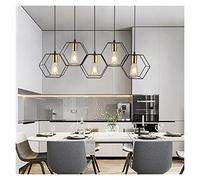 WQHPLMD LED Chandelier Hanging e27 Lamp Geometric Metal Frame Lamp Suitable for Creative Light Above The Table Bedroom