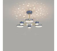 WQHPLMD LED Dimmable Ceiling Light Ring Circle Flush Mount Kitchen Gold Blue Chandelier with Projection Star Nordic Coastal Ceiling Pendant Lamp for Living Room Dining Room Bedroom
