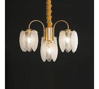 WQHPLMD LED Moderne à 4 lumières en Verre Blanc avec Feuille déco, plafonnier Vintage doré, côtier Nordique pour Chambre à Coucher, Salle à Manger, Salon, Cuisine, îlot Suspendu