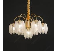 WQHPLMD LED Moderne à 4 lumières en Verre Blanc avec Feuille déco Vintage plafonnier doré côtier Nordique pour Chambre à Coucher Salle à Manger Salon Cuisine îlot Lampe Suspendue
