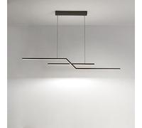 WQHPLMD linéaire Noir pour îlot de Cuisine 22 W à intensité Variable LED Longue Barre en Forme de Vague Longue Bande dorée plafonnier Moderne Suspendu pour Salle à Manger, Chambre à Coucher, Salon