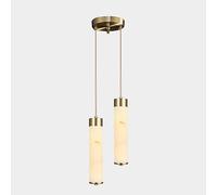 WQHPLMD Luminaire Suspendu en Verre de marbre Blanc en Laiton 2 Longs Chevet Suspendu plafonnier Cylindre Tube linéaire Pierre Naturelle albâtre éclairage pour Cuisine îlot Chambre Salle à Manger