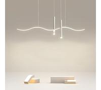 WQHPLMD Lustres linéaires LED à intensité Variable pour Salle à Manger, Suspension Blanche à Longues Ondes avec Spot en métal Fer pour îlot de Cuisine, plafonnier Moderne à Suspendre pour Salon,
