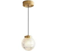 WQHPLMD Luxurious Copper Chandelier with Patterned Glass Lampshade for Living Room, Bedroom and Dining Room Ceiling Hanging Lamps
