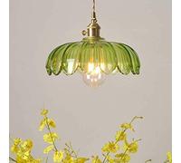 WQHPLMD Luxury Copper Chandelier Single Room Pendant Light with Glass Lampshade for Living Room Bedroom Hallway