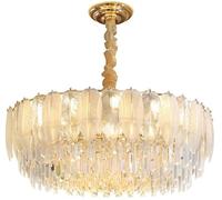 WQHPLMD Luxury Large Crystal Chandelier for Living Room White Clear Glass Contemporary Ceiling Pendant Light Nordic Round Gold Hanging Lamp for Girls Bedroom Living Room Foyer Entryway