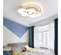 WQHPLMD Machine Acrylic Rainbow Cloud Flush Light Cartoon Blue Large LED Ceiling Mount Lamp Creative Personality Smile Face Ceiling Light for Bedroom Girls Room Study roomlight