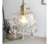 WQHPLMD Machine French Style Retro Ceiling Lamp, Drop Crystal Droplight, Brass Crystal Glass Small Chandelier, Elegant Bedside Balcony Crystal pendent