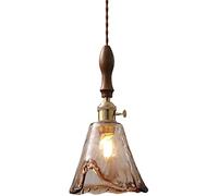 WQHPLMD Machine Japanese Style Retro Personality Walnut Glass Chandelier Amber Color Painted Glass Chandelier Creative Single Head Chandelier Adjustable e27 Decorative Lamps