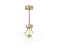 WQHPLMD Machine Semi Flush Mount Ceiling Light 3-Light Mid Century Chandelier Lighting fixtures Glass Globe Pendant Ceiling Lamp for Bedroom Living Room Hallway
