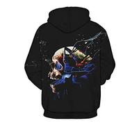 WQHPLMD Masquerade Femmes Sweat à Capuche Halloween Pullover 3D Print Hooded à Manches Longues Men Sweat-Shirt Unisexe Modèle réaliste Hiver d'automne, crâne, S/M