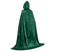 WQHPLMD Masquerade Halloween Vampire Adult Vampire Capes Velvet Robes Hooded Black Red Cloak Anime Full Longue Cosplay, Green, 1.3.0m