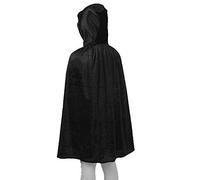 WQHPLMD Masquerade Halloween Vampire Adult Vampire Capes Velvet Robes Hooded Black Red Cloak Full Longue Cosplay Anime, Black, 1.3.0m