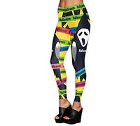 WQHPLMD Masquerade Halloween Yoga Leggings for Women Compression Skinny Stretch Crays Colls High Waist 3D Sport Running Gym Workout Fitness Plus Taille Pantalon Ladies Pumpkin, coloré, M