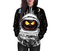 WQHPLMD Masquerade Hoodies Femmes 3D Print Halloween Pullor Hooded Hooded Henve Men Sweatshirt Couple Unisexe Modèle réaliste Hiver d'automne, Astronaute, * L