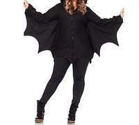WQHPLMD Masquerade Womens Bat Costume Fashion Halloween Hooded Batwoman Animal Cosplay Cloak RAIPER Party Suit, Noir, médium