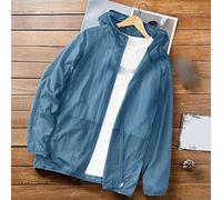 WQHPLMD Men Outdoor Zipper Hooded Loose Casual Outerwear-Proof Breathable Quick Dry Cycling Coats (Color : D, Size : L)