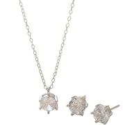 WQHPLMD Necklace Silver Jewellery Sets for Women, Sterling Zirconia Pendant and Birthstones Stud Earrings Set Bridal Wedding Bridesmaid Ladies Gift
