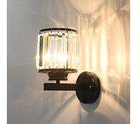 WQHPLMD Nordic Wrought Iron Single Wall Sconce with Matte Black Finish and Clear Glass Prisms for Dining Room, Bedroom, Bedside, Living Room Decor Lighting E14