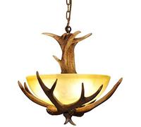 WQHPLMD Pendant Light Chandelier Wood Art Glass Vintage Chandelier for Living Room Bedroom