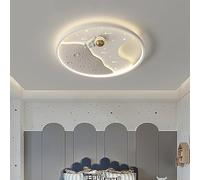 WQHPLMD Plafonnier encastré pour Enfants astronautes de 19,6 Pouces pour Chambre à Coucher, 50 W, étoile de Lune Ronde, plafonnier LED à intensité Variable, Blanc Bleu, Grand luminaire de Chambre