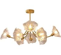 WQHPLMD Plafonnier Vintage en Laiton avec Fleur de, 3 lumières, Grande Feuille de Verre, Spoutnik, doré, Antique, Nordique, Moderne, Proche du plafonnier pour Chambre à Coucher, Cuisine, Salle à