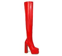 WQHPLMD Platform Boots for Women, Heeled Boots Heel Booties Round Toe High Heel Boots Women's Platform Over The Knee Boots Origin China