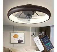 WQHPLMD Popular Factory 20" LED Ceiling Fan with Lights, Remote Control Flush Mount Ceiling Fan Lighting 6 Speed Dimmable Round Low Profile Fan Ceiling Lamp for Living Room Bedroom